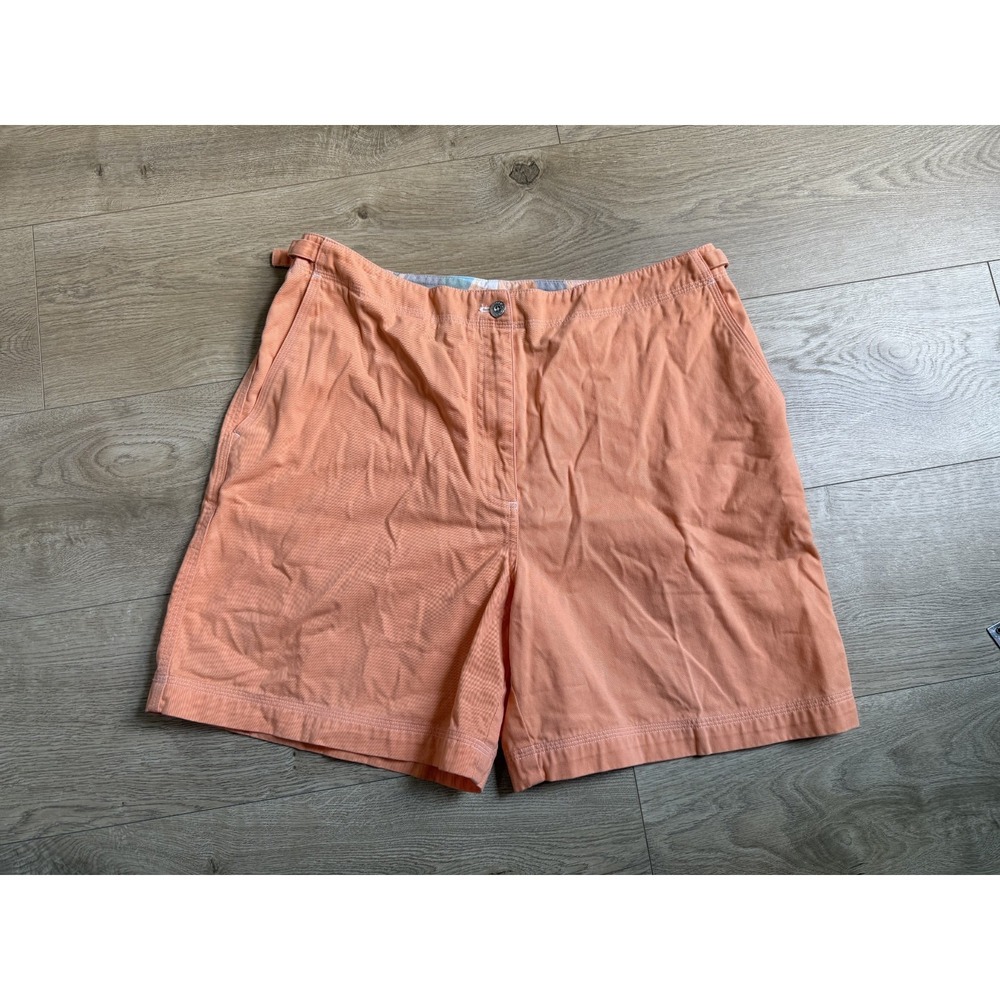 EUC Womens Lauren Ralph Lauren orange shorts cinch buckle waistband vintage 12